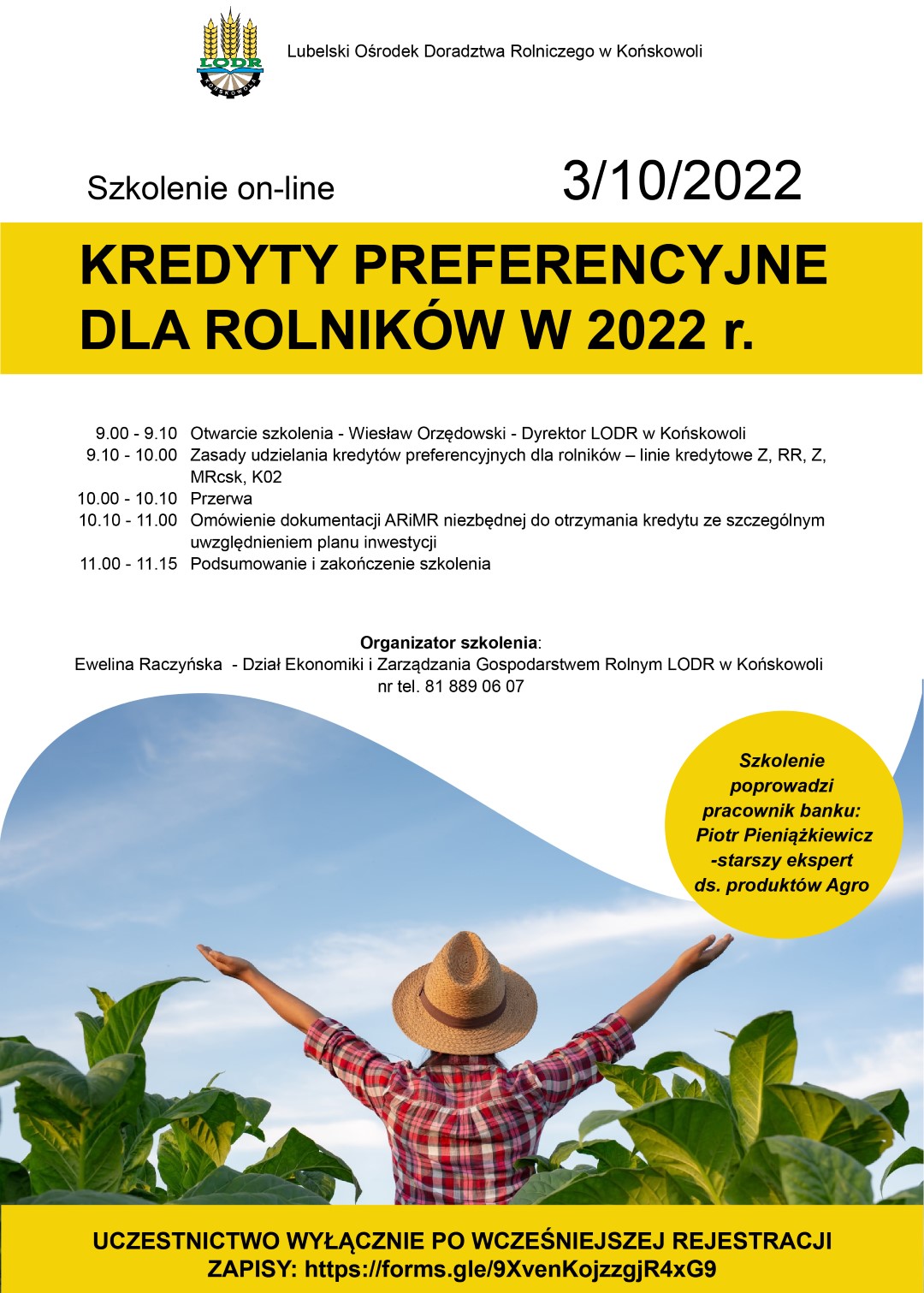 Kredyty preferencyjne dla rolników w 2022 r. - plakat